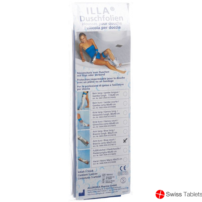 Illa Dusch Schutzfolie 60x25cm Arm Kurz 5 Stück buy online