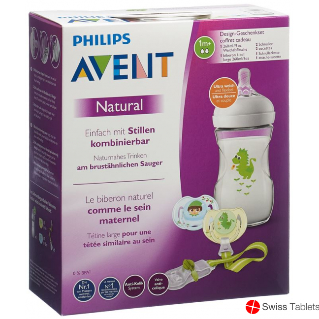 Avent Philips Natural Flasche+schnuller Set Drache buy online Avent Philips Natural Flasche+schnuller Set Drache buy online