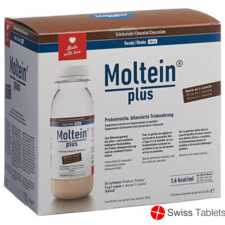 Moltein Plus Ready2Shake Chocolate 6 bottle 38g buy online