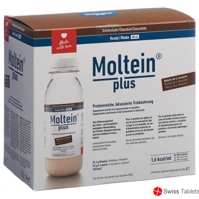 Moltein Plus Ready2Shake Chocolate 6 bottle 38g buy online