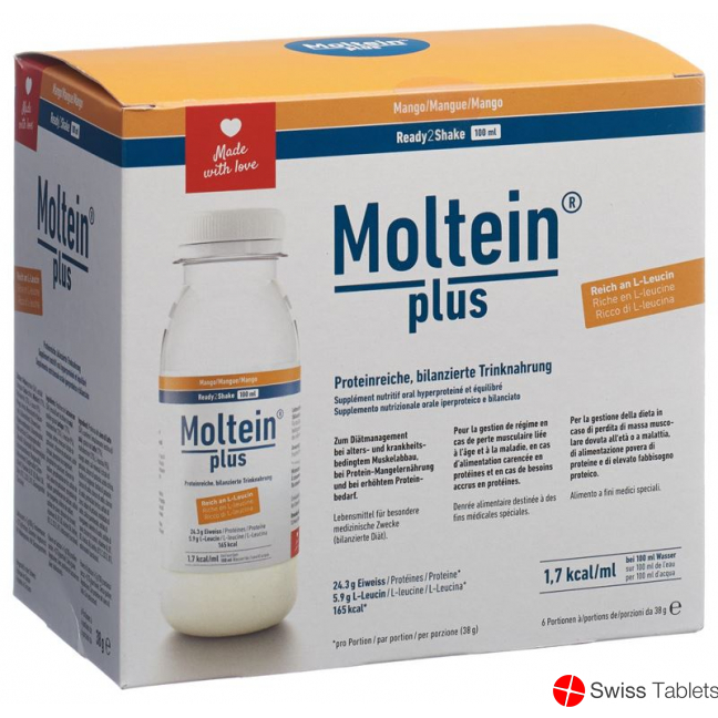 Moltein Plus Ready2Shake Mango 6 bottle 38g buy online