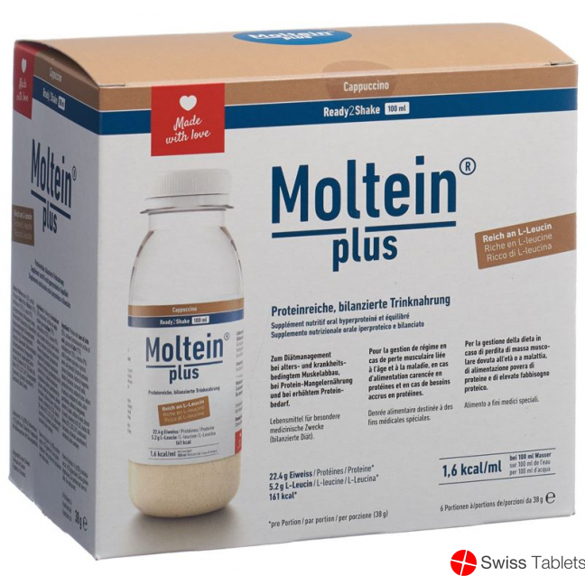 Moltein Plus Ready2Shake Cappuccino 6 bottle 38g buy online