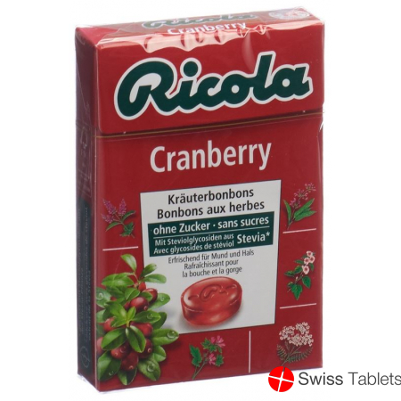 Ricola Cranberry herbal sweets without sugar with stevia Box 50 g