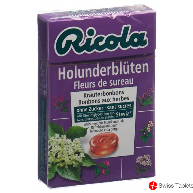 Ricola elderflower candies without sugar with stevia Box 50 g