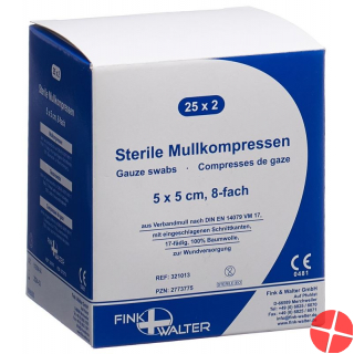 Fiwa Mullkompress 5x5cm Steril 8fa 17faed 25x 2 Stück Fiwa Mullkompress 5x5cm Steril 8fa 17faed 25x 2 Stück