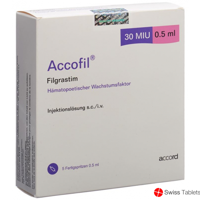 Accofil Injektionslösung 300mcg/0.5ml Fertigspritze 5x 0.5ml buy online
