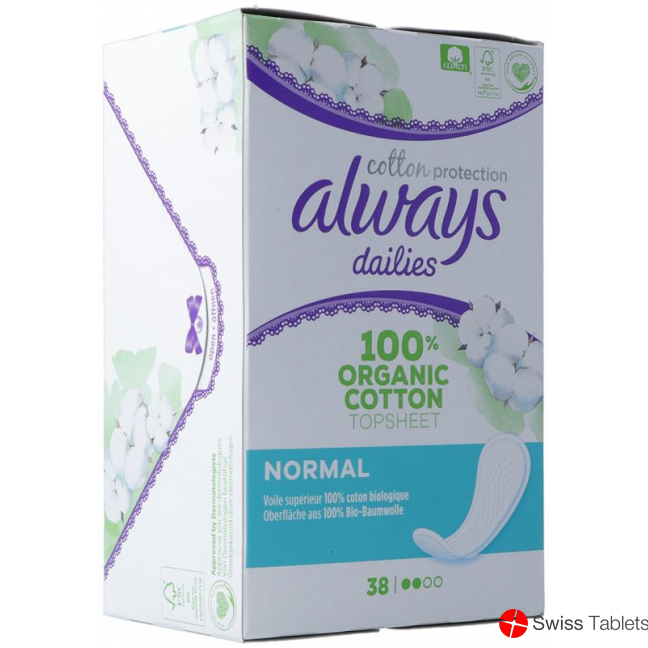 Buy Online Always Panty Liner Cotton Protection Normal 38 Pieces At 