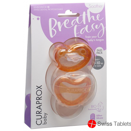 Curaprox Baby pacifier size 1 orange Double New 2 pieces buy online