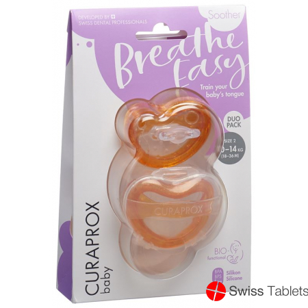 Curaprox Baby pacifier size 2 orange Double New 2 pieces buy online
