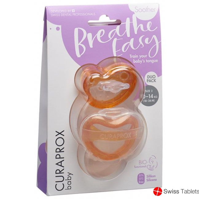 Curaprox Baby pacifier size 2 orange Double New 2 pieces buy online