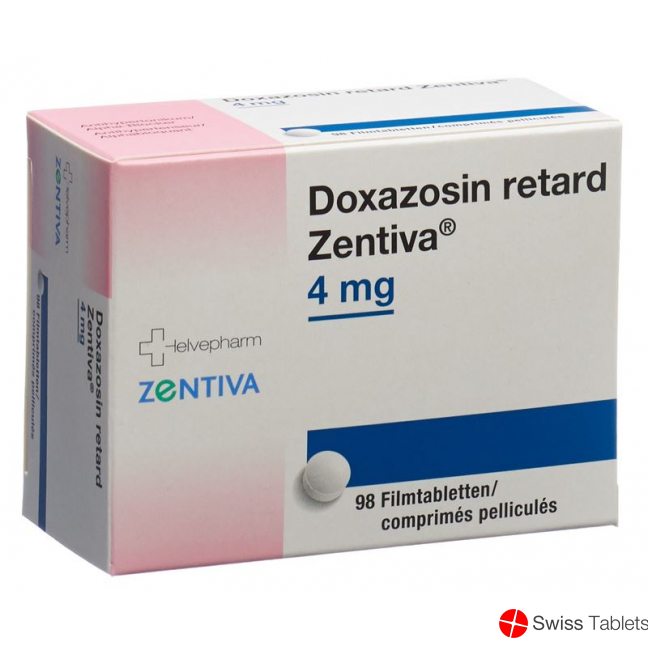 Doxazosin retard Zentiva Ret Filmtabl 4 mg 98 pcs Doxazosin retard Zentiva Ret Filmtabl 4 mg 98 pcs