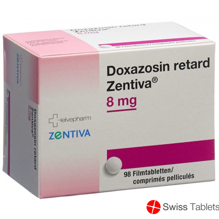 Doxazosin retard Zentiva Ret Filmtabl 8 mg 98 pcs Doxazosin retard Zentiva Ret Filmtabl 8 mg 98 pcs