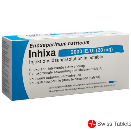 Inhixa Injektionslösung 20mg/0.2ml 50 Fertigspritzen 0.2ml buy online