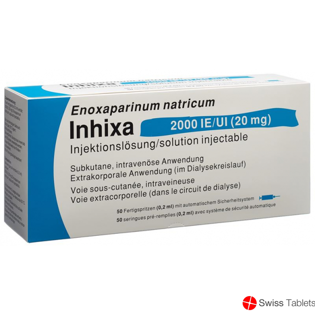 Inhixa Injektionslösung 20mg/0.2ml 50 Fertigspritzen 0.2ml buy online