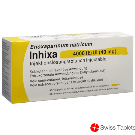 Inhixa Injektionslösung 40mg/0.4ml 50 Fertigspritzen 0.4ml buy online