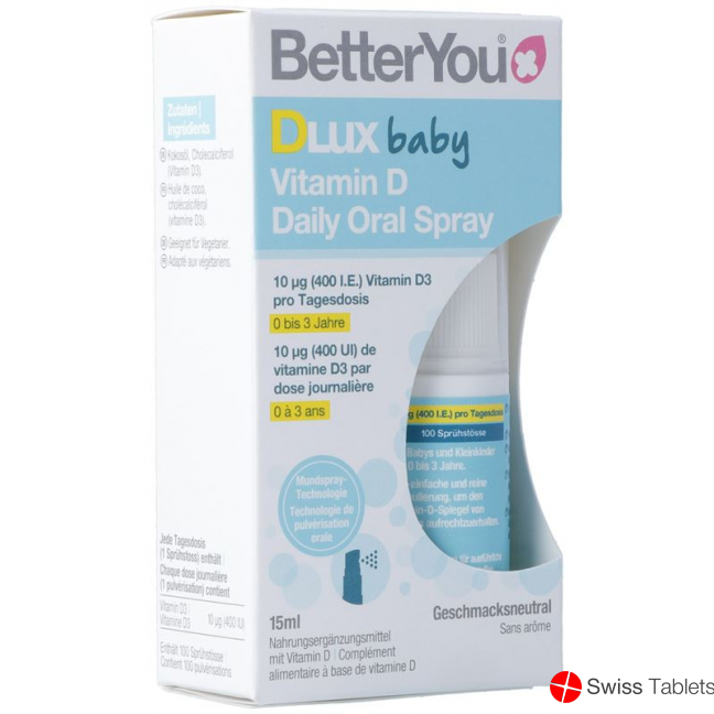 BetterYou Dlux Baby Vitamin D Daily Oral Spray 15ml buy online