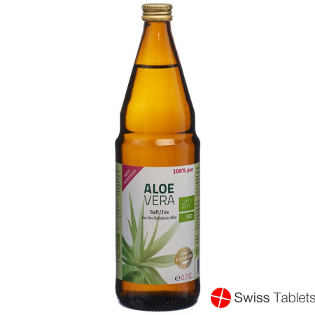 Aloe Vera Juice Organic 100% Pure Premium lt Glasfl 0.75