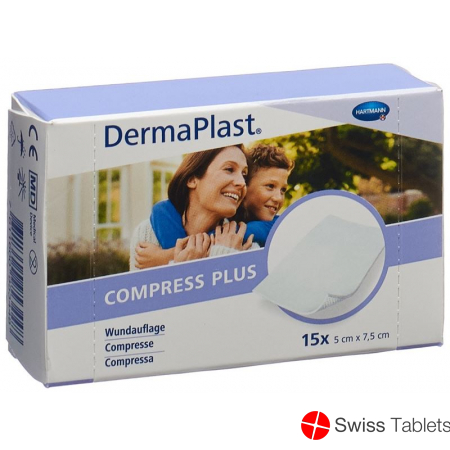 Dermaplast Compress Plus 5x7.5cm 15 Pieces buy online