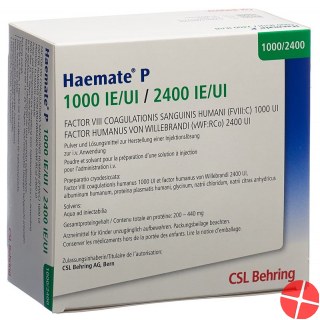 Haemate P Trockensubstanz 1000/2400 Ie C Solv+set Vial