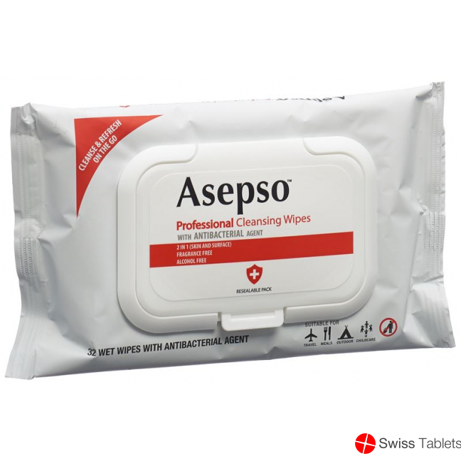 Asepso Reinigende Feuchttücher Antibakt Beutel 32 Stück buy online