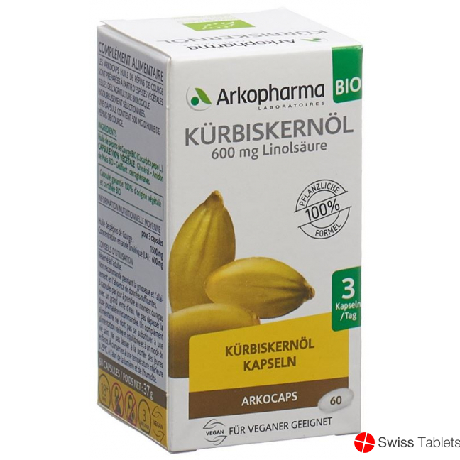 Arkocaps Kürbiskernöl Kapseln Bio 60 Stück buy online