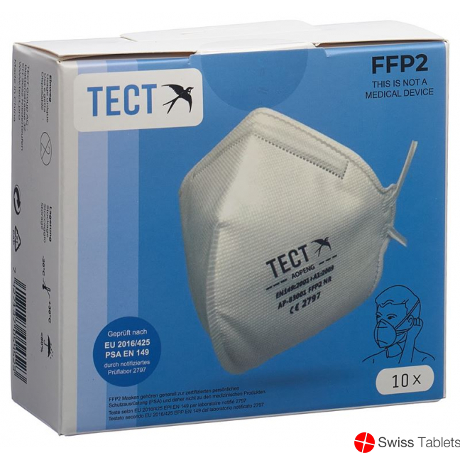 Tect Folding mask without valve 10 pieces buy online