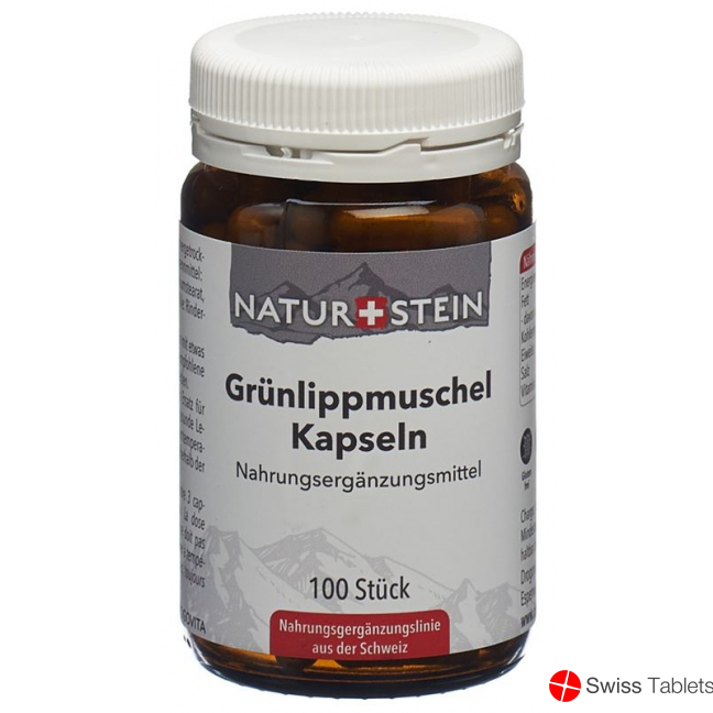 Naturstein Grünlippmuschel Kapseln Glasflasche 100 Stück buy online