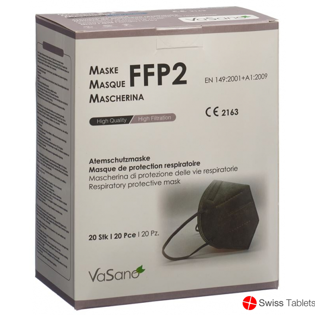Vasano Maske Ffp2 Grau Versiegelt D/f/i 20 Stück buy online