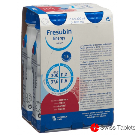 Fresubin Pi-Aps Energy Drink Erdbeer 4x 200ml buy online