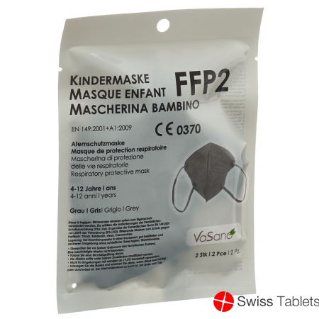 Vasano Maske Ffp2 Kind 4-12 J Grau D/i/f 2 Stück buy online