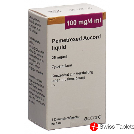 Pemetrexed Accord Liquid 100mg/4ml Durchstechflasche buy online