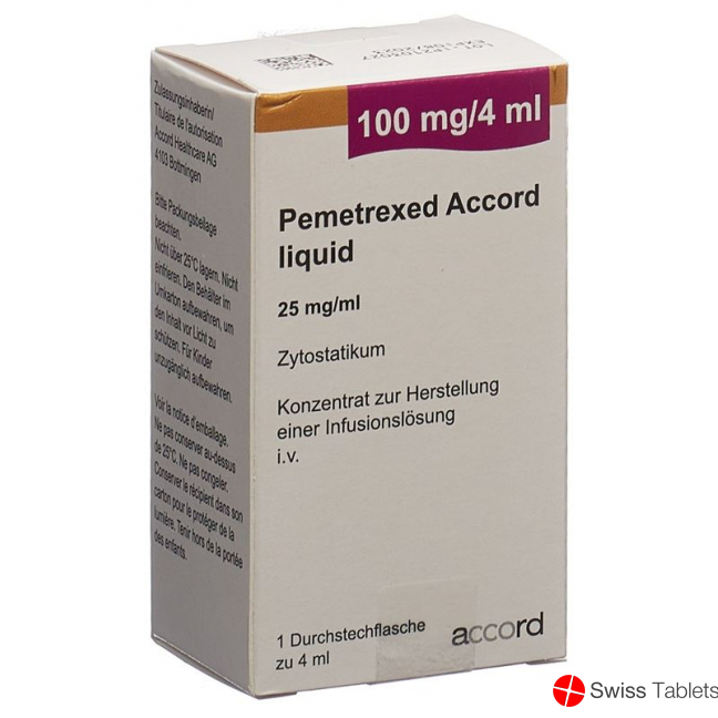 Pemetrexed Accord Liquid 100mg/4ml Durchstechflasche buy online