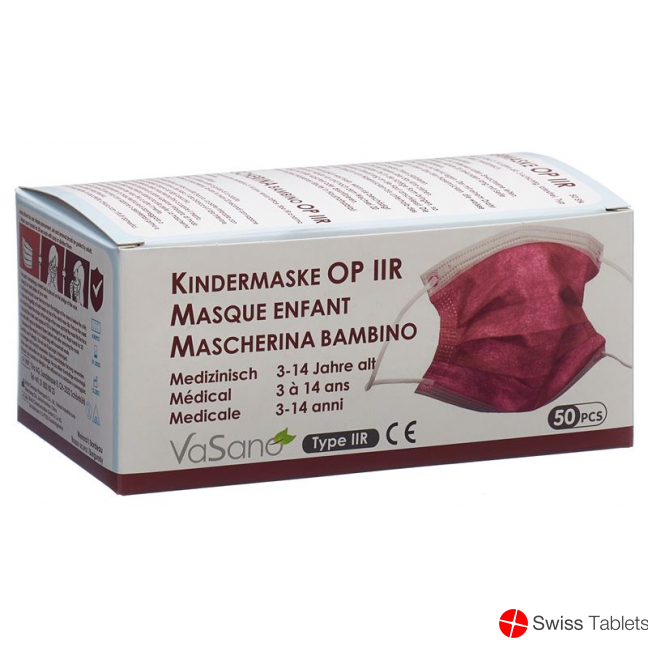 Vasano Op Maske Typ Iir Kind 3-14j Weinrot 50 Stück buy online