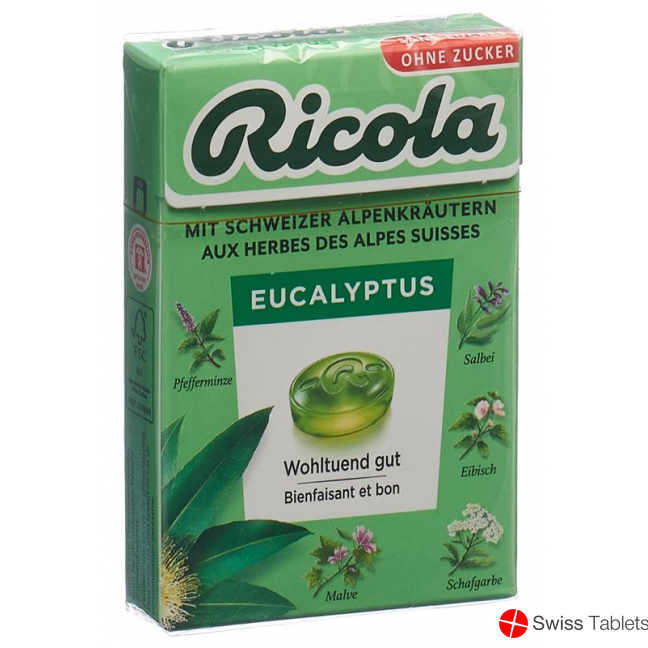 Ricola Eucalyptus Bonbons Oz M Stevia Box 50g buy online