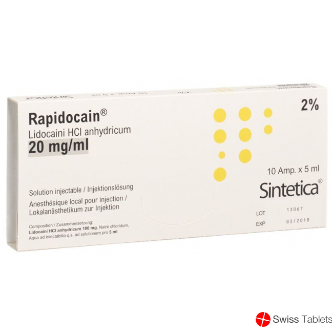 Rapidocain 2% 100mg/5ml O Kons 10 Ampullen 5ml buy online