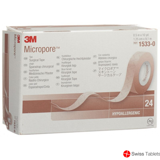 3M Micropore Heftpflaster ohne Dispenser 12.5mm x 9.14m hautfarbig 24 Stück buy online