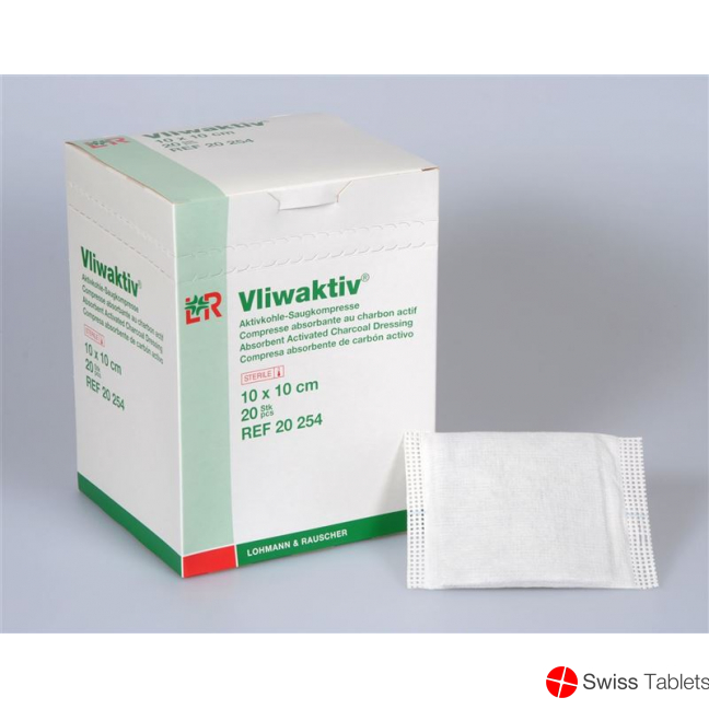 Vliwaktiv Aktivkohle Verband 10x10cm Steril 20 Stück buy online