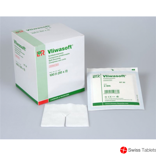 Vliwasoft Schlitzkompresse 7.5x7.5cm Steril 50x 2 Stück buy online