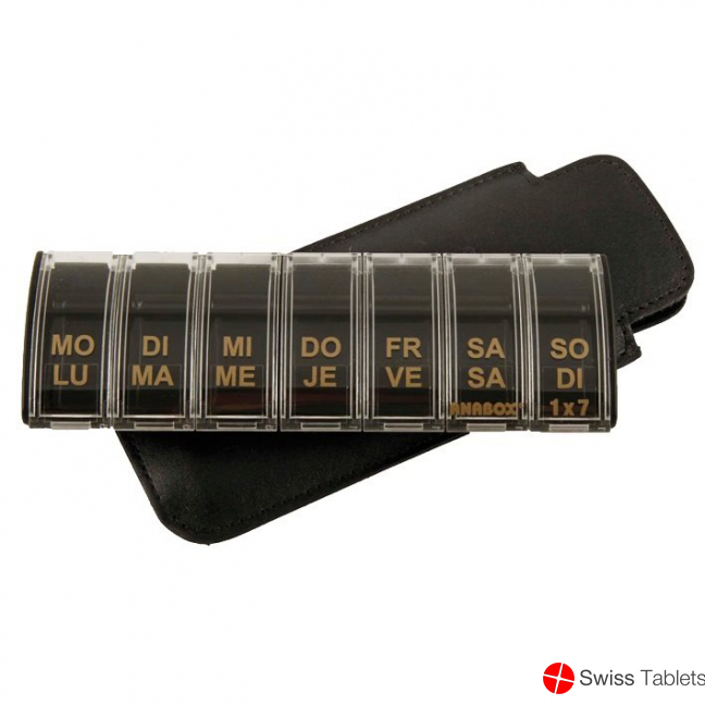 Anabox De Luxe 1x7 Schwarz Medidispenser mit Lederetui buy online