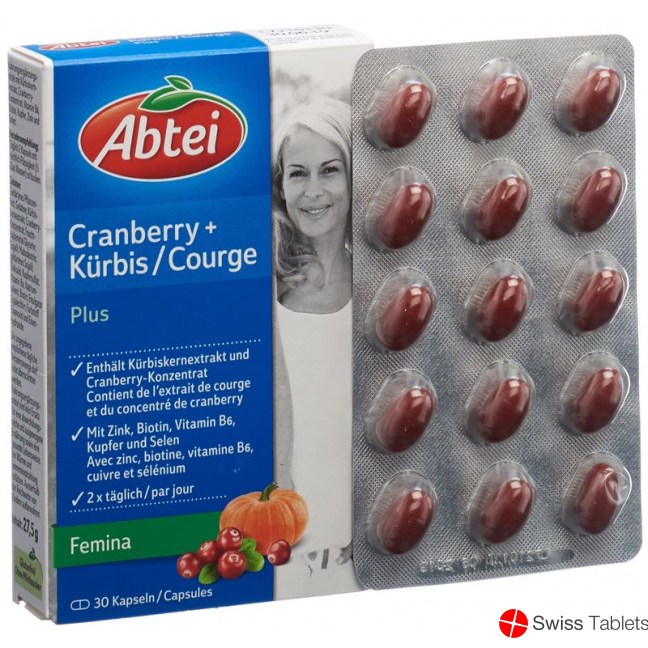 Abtei Cranberry + Kürbis Plus Kapseln 30 Stück buy online
