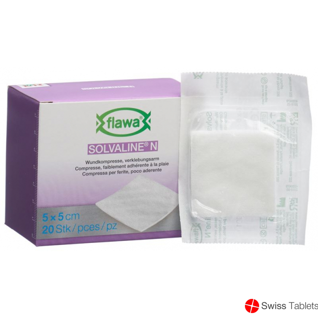 Flawa Solvaline N Kompressen Steril 5x5cm 20 Stück buy online