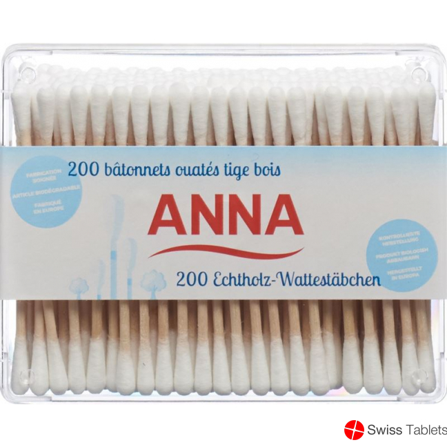 Anna Wattestäbchen Holz 200 Stück buy online