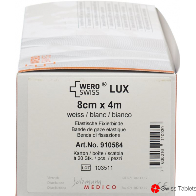 Wero Lux Elastische Fixierbinde 4mx8cm Weiss 20 Stück buy online