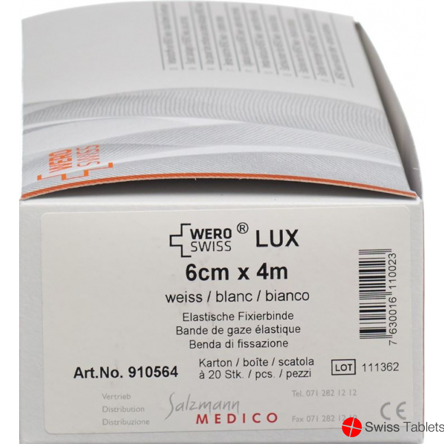 Wero Lux Elastische Fixierbinde 4mx6cm Weiss 20 Stück buy online