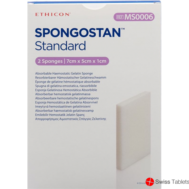 Spongostan Standard Resorbierbarer Hämostatischer Gelatineschwamm 7x5x1cm 2 Stück buy online