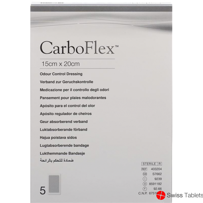 Carboflex Aktivkohle Verband 15x20cm Steril 5 Stück buy online