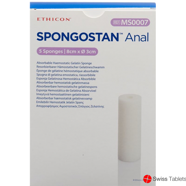 Spongostan Anal Resorbierbarer Hämostatischer Gelatineschwamm 8x3cm 5 Stück buy online