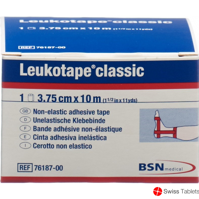 Leukotape Classic unelastische Klebebinde 10m x 3.75cm Rot buy online