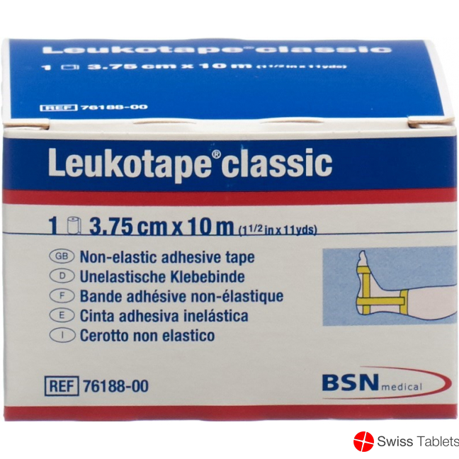 Leukotape Classic unelastische Klebebinde 10m x 3.75cm Gelb buy online