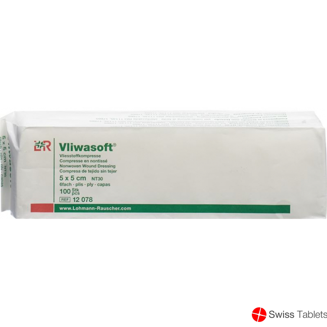 Vliwasoft Nw Kompresse 12 5x5cm 6-fach Beutel 100 Stück buy online